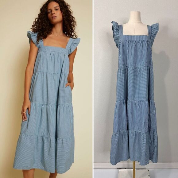 Nation LTD Dresses & Skirts - Nation LTD Camille Midi Sundress Spritz L Pockets Boho Cottagecore Casual